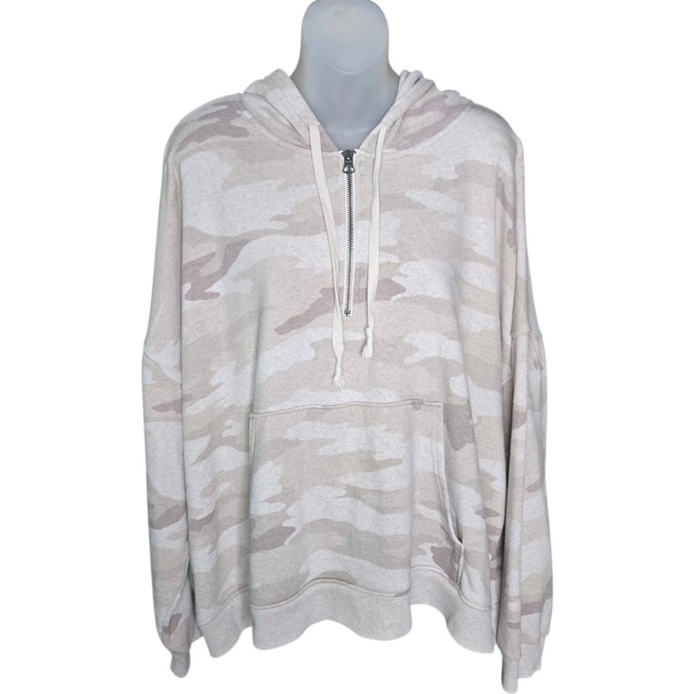 American Eagle Womens Oversized Camo Hoodie Size L Amazingly Soft Half Zip Cozy